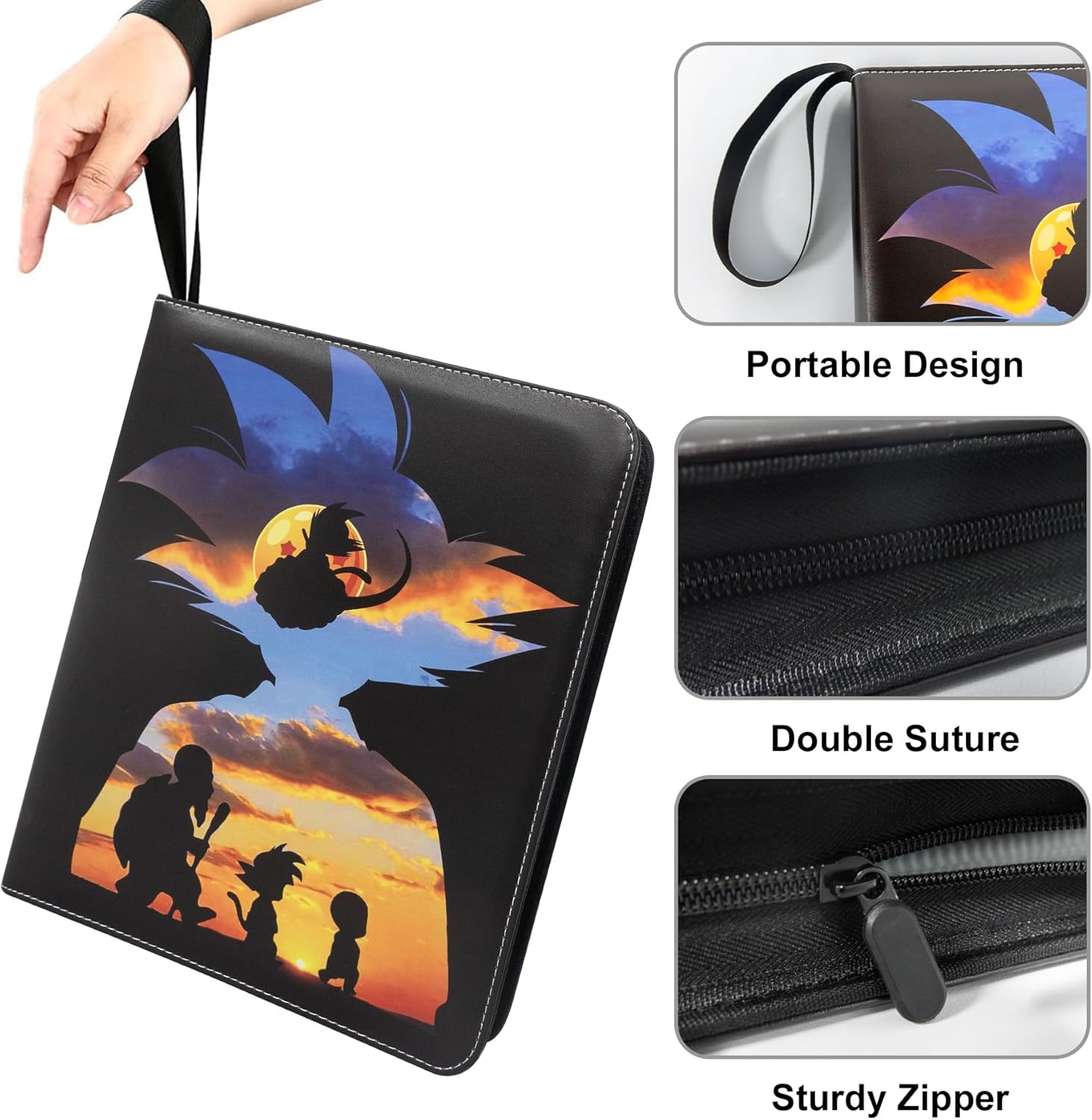 Anime Trading Card Binder for Cards, 9 Pocket with 60 Sleeves up to 1080 Cards One Piece TCG Card Binder, Waterproof Card Storage Book, Trading Cards Display Case