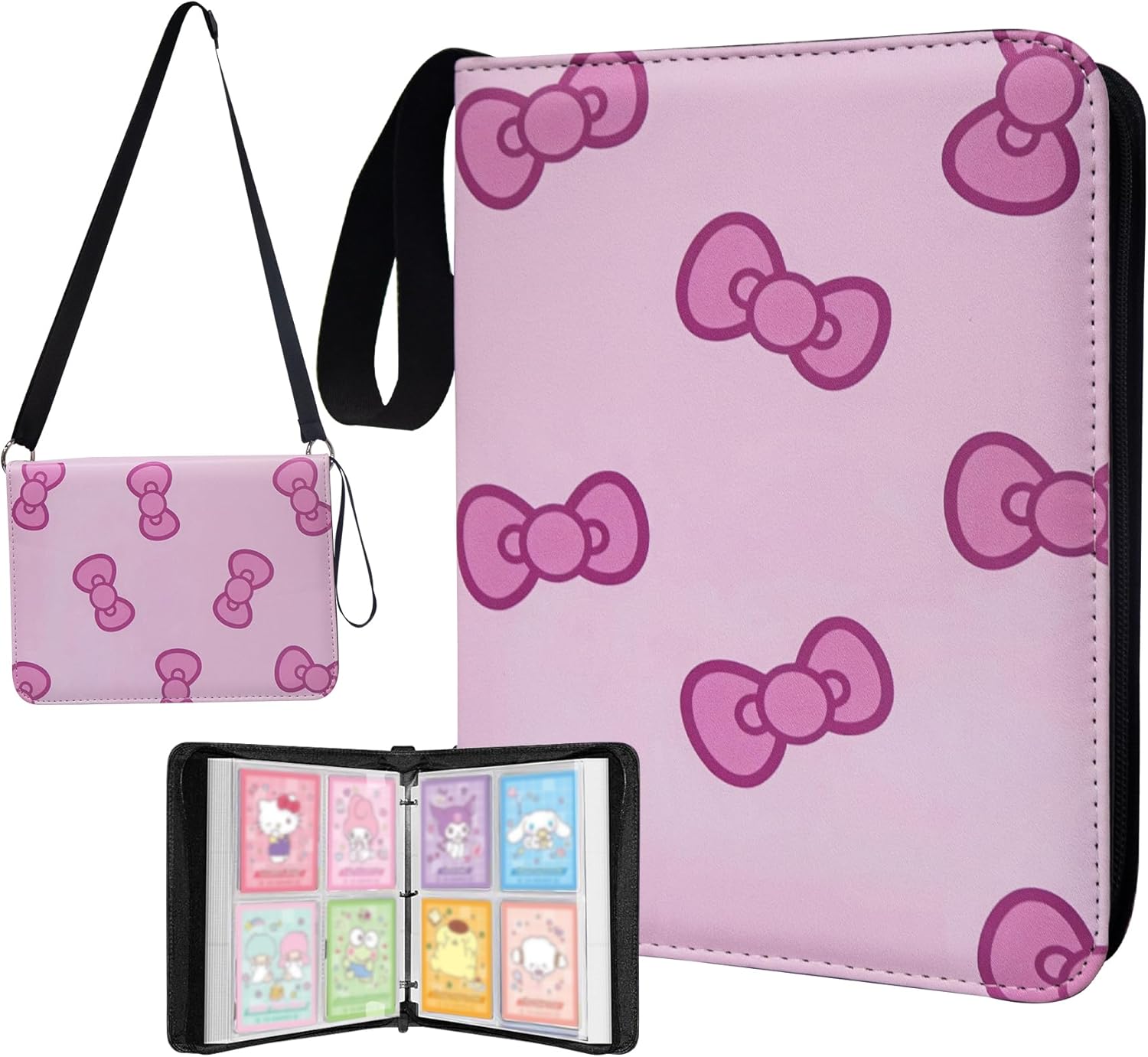 Anime Trading Card Binder for Cards,4 Pocket with 60 Sleeves up to 480 Cards,Waterproof Card Storage Bag with Removable Sleeves for Anime and TCG Cards