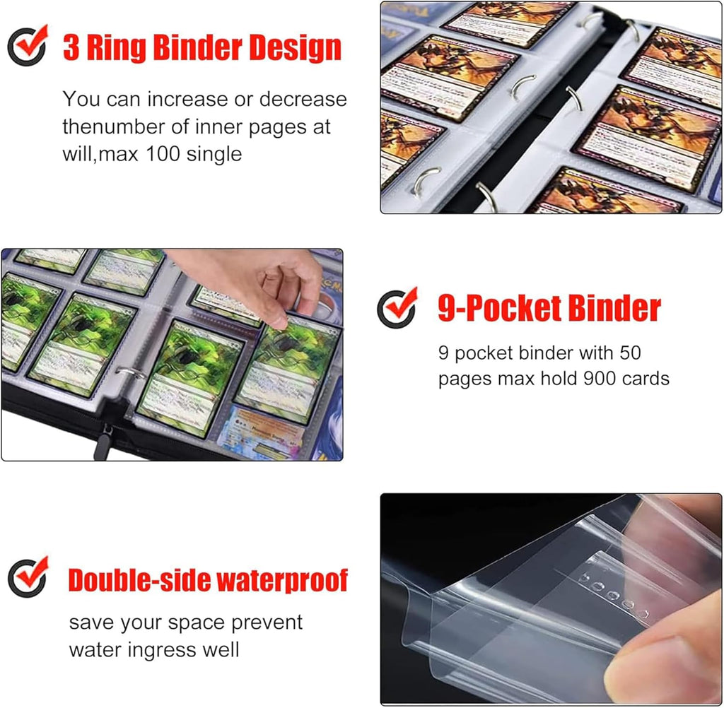 Anime Trading Card Binder for Cards, 9 Pocket with 60 Sleeves up to 1080 Cards One Piece TCG Card Binder, Waterproof Card Storage Book, Trading Cards Display Case