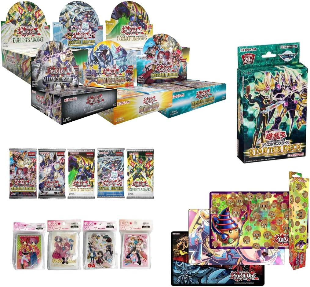 Yu-Gi-Oh! Yugioh Tournament Ready Starter Deck Builder Gift Bundle: 1 Booster Box + 5 Assorted Booster Packs + 1 Duel Monsters Starter Deck + 1 Pack Standard Size Sleeves + 1 Rubber Playmat
