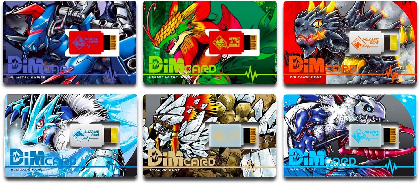 Digimon Dim Card Pack - Bundle with Vital Hero Cards Including Hermit in The Jungle, Nu Metal Empire, Volcanic Beat, Blizzard Fang, Infinite Tide, Titan of Dust Plus Bookmark | Digimon Dim Cards