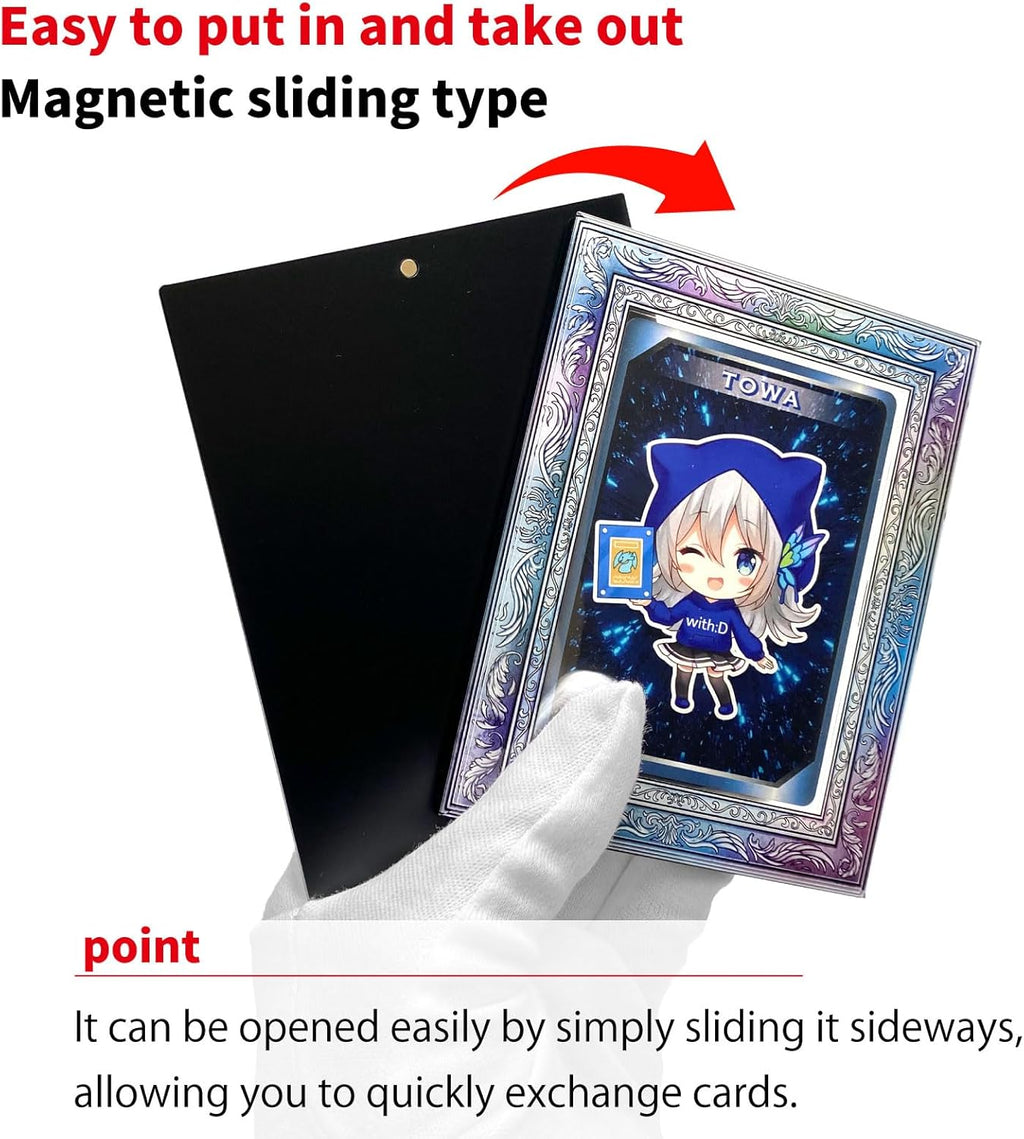 amazdone with:D Magnetic Card Display Case 35PT, UV Protection Acrylic Trading Card Holder with Inner Case, Premium Japanese Design for TCG & Sports Cards (Antique Rainbow)