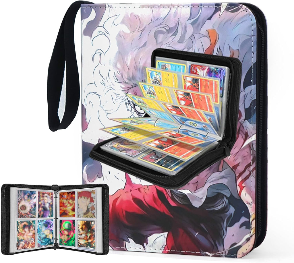 Anime Trading Card Binder for Dragon Cards, 4 Pocket with 50 Sleeves up to 400 Cards TCG Card Binder, Waterproof Card Storage Book, Cards Display Case
