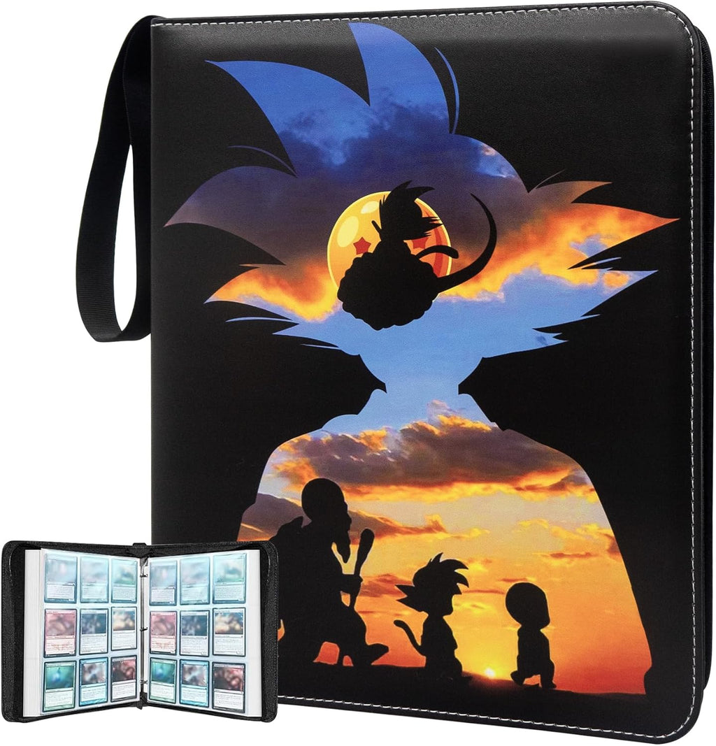 Anime Trading Card Binder for Dragon Cards, 4 Pocket with 50 Sleeves up to 400 Cards TCG Card Binder, Waterproof Card Storage Book, Cards Display Case