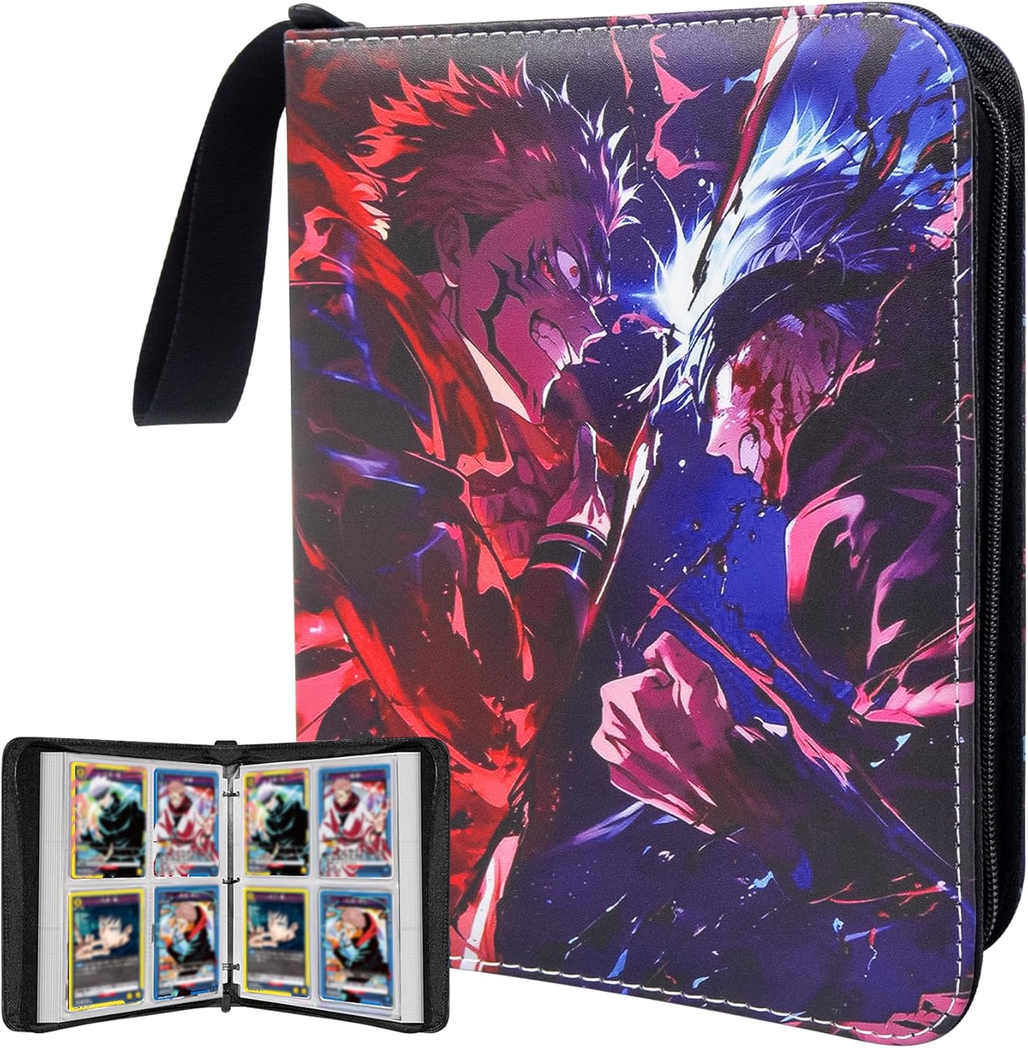 Anime Trading Card Binder for Cards,4 Pocket with 60 Sleeves up to 480 Cards,Waterproof Card Storage Bag with Removable Sleeves for Anime and TCG Cards