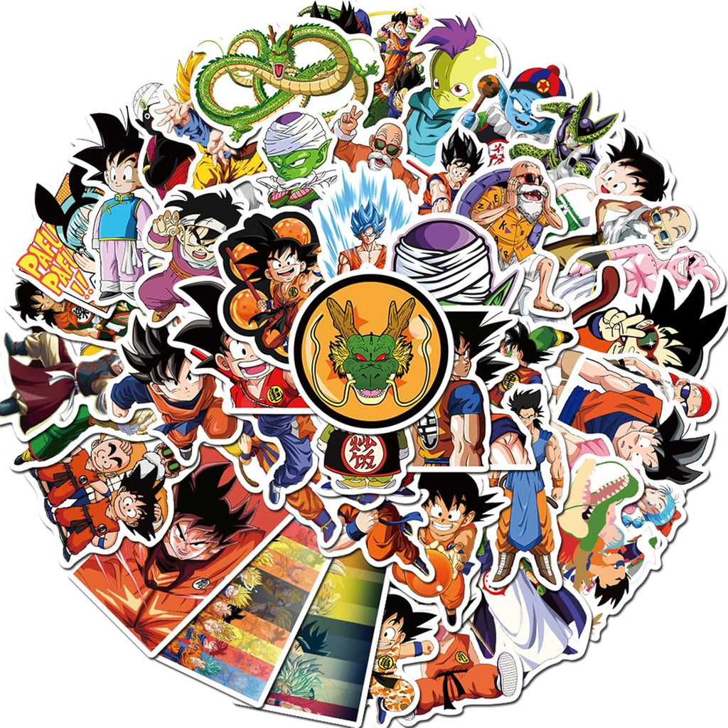 50pcs Anime Manga Dragon and Ball Stickers for Kids, Cool Waterproof Vinyl Decal for Teen Adult Boy Laptop, Travel Case, Phone, Bike, Water Bottle, Guitar, Computer, Skateboard (ball50)