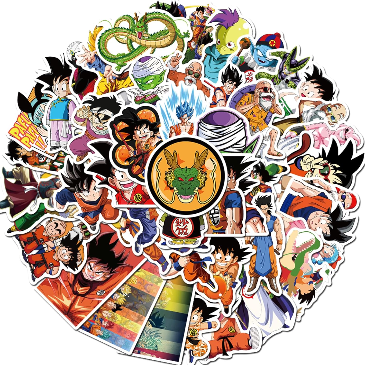 50pcs Anime Manga Dragon and Ball Stickers for Kids, Cool Waterproof Vinyl Decal for Teen Adult Boy Laptop, Travel Case, Phone, Bike, Water Bottle, Guitar, Computer, Skateboard (ball50)