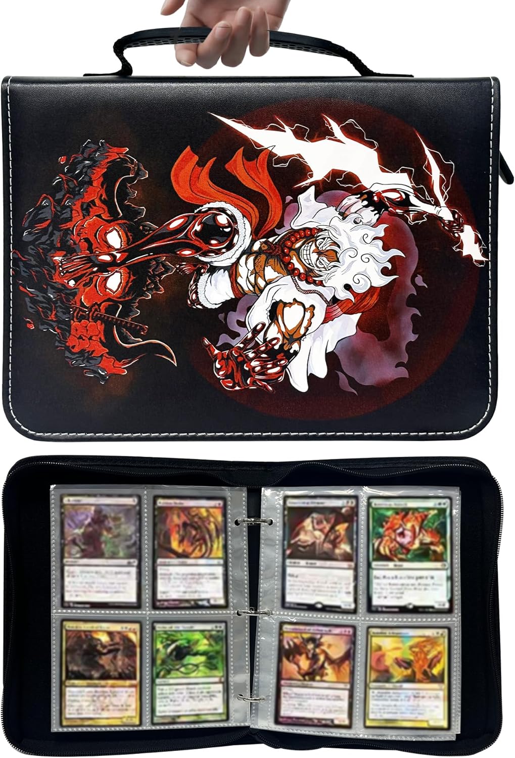 Anime Trading Card Binder for Cards,4 Pocket with 60 Sleeves up to 480 Cards,Waterproof Card Storage Bag with Removable Sleeves for Anime and TCG Cards