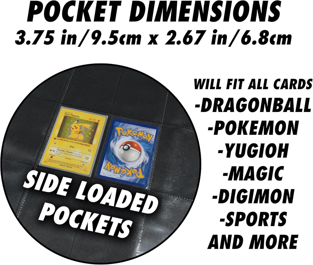 1280+ Cards 20 Pocket Card Binder Collector Card Album - Pages Compatible with Pokemon Cards, Sports Cards, Yugioh, MTG and Other TCG - Trading Card Sleeve with Side Loading Pockets (White/Red)