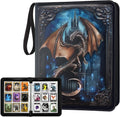 9 Pocket Trading Card Binder 1008 Cards Collection Albums with 56 Removable Sleeves Card Book Holder Premium Leather Collection Storage Binders Compatible with TCG MTG Sport Cards(Dragon)