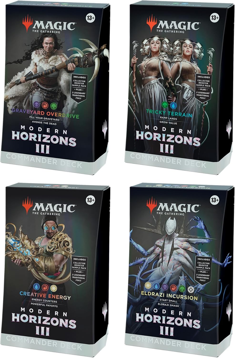 Magic: The Gathering Modern Horizons 3 Commander Deck - Creative Energy (100-Card Deck, 2-Card Collector Booster Sample Pack + Accessories)