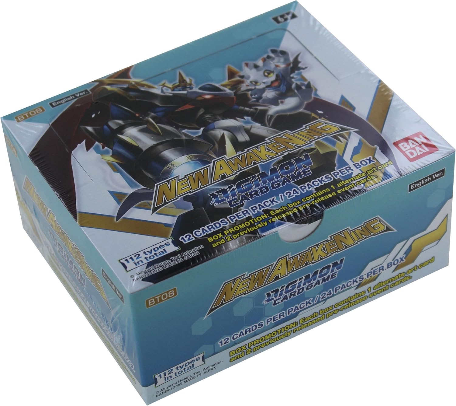 BANDAI 2022 Digimon English TCG New Hero [BT08] Booster Box - 24 Packs or 12 Cards Each!, Multicolor, (BCL2611042)
