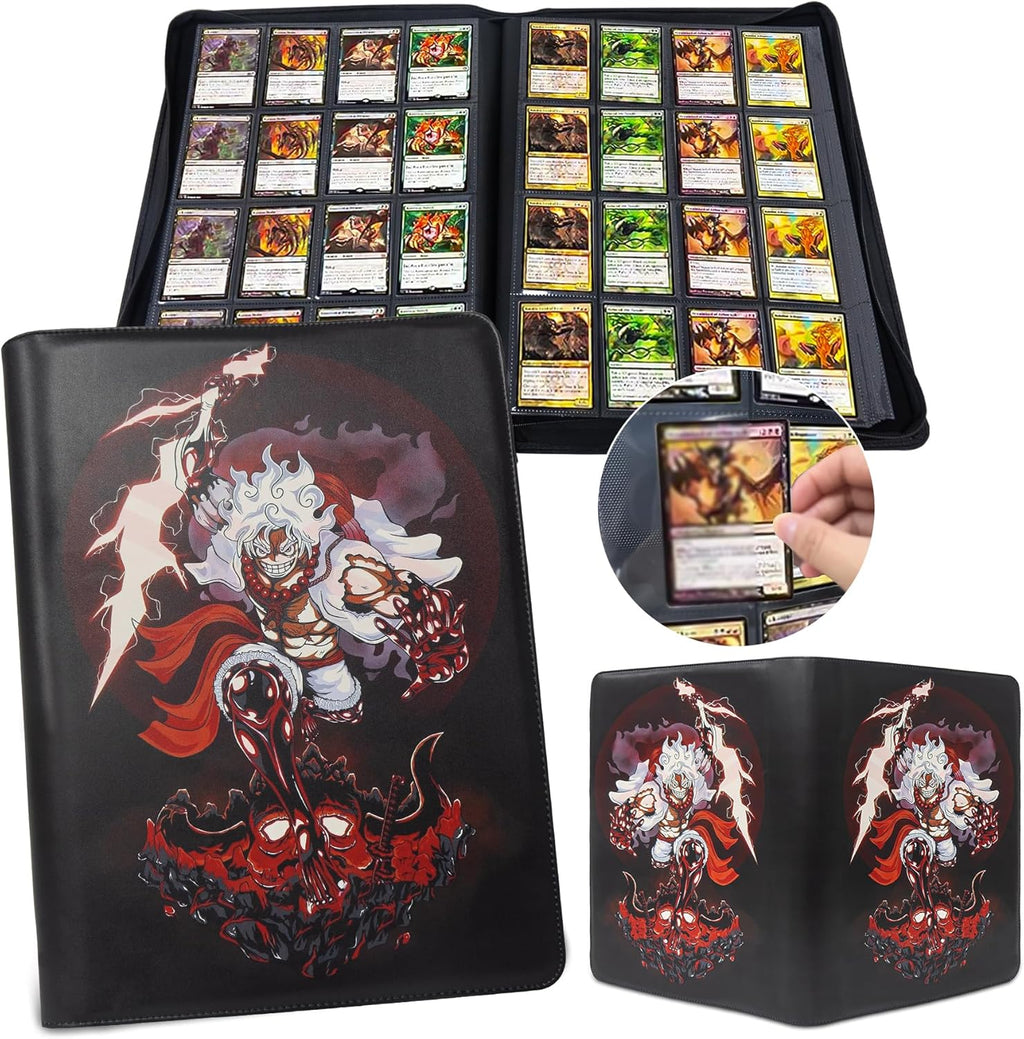 Anime Trading Card Binder for Dragon Cards, 4 Pocket with 50 Sleeves up to 400 Cards TCG Card Binder, Waterproof Card Storage Book, Cards Display Case