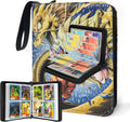 Anime Trading Card Binder for Dragon Cards, 4 Pocket with 50 Sleeves up to 400 Cards TCG Card Binder, Waterproof Card Storage Book, Cards Display Case